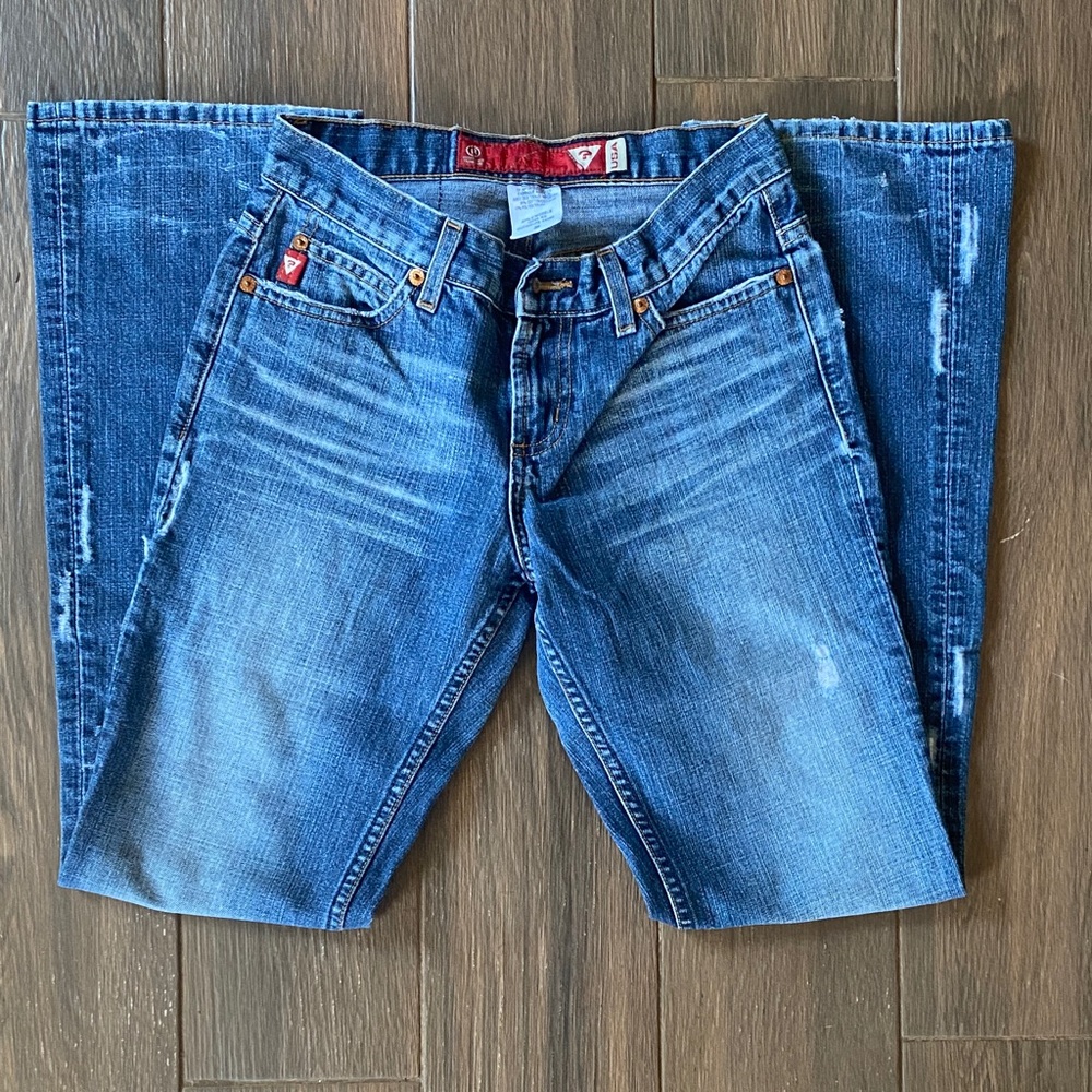 Guess Women’s Distressed Blue Bootcut Jeans